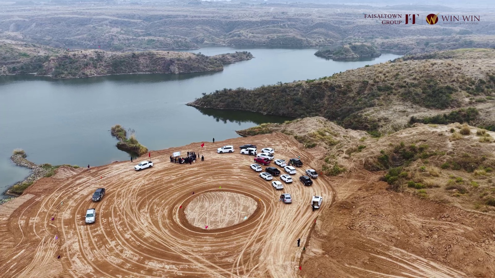 Faisal Town II lake-side aerial development view